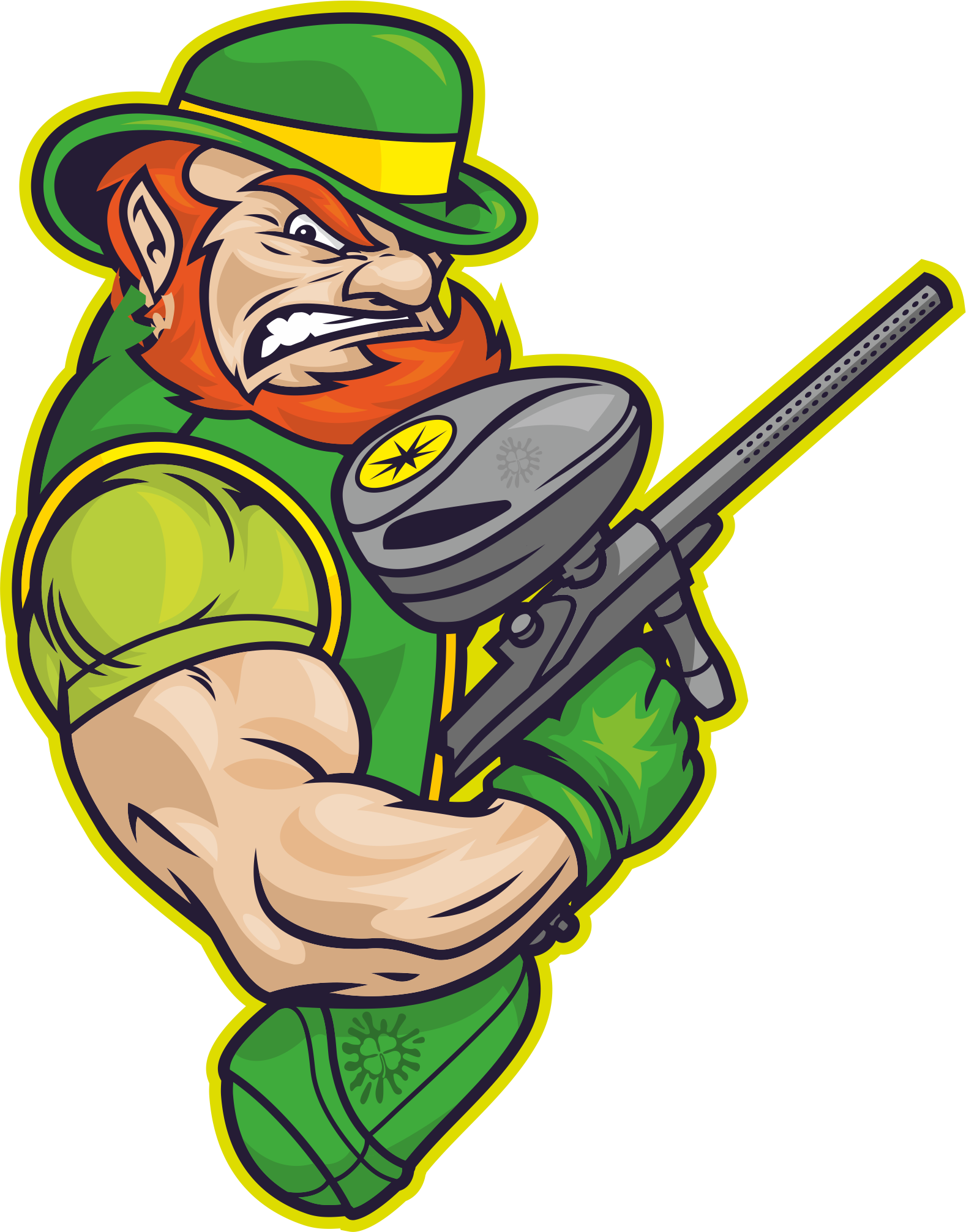 Лепрекон с маркером - символ пейнтбольной Команды Ирландцы